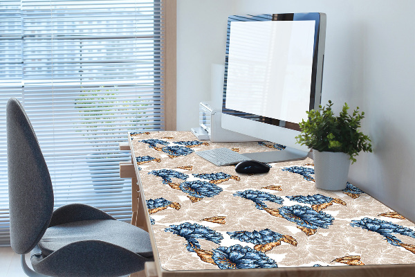 Full desk pad blue flowers