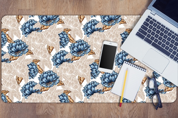 Full desk pad blue flowers