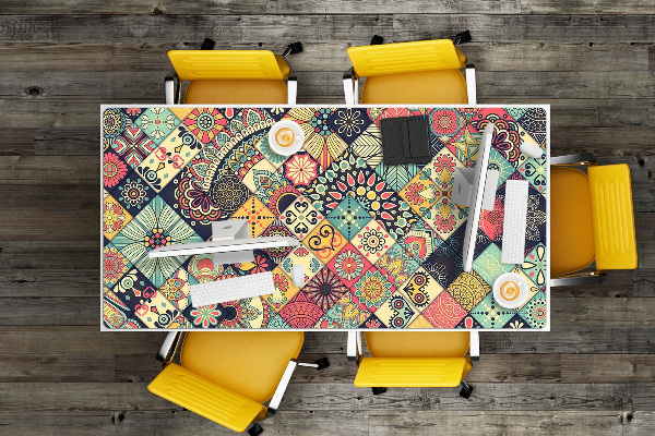 Full desk protector ethnic mosaic