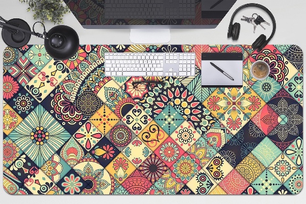 Full desk protector ethnic mosaic