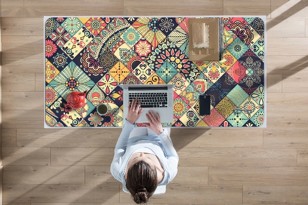Full desk protector ethnic mosaic