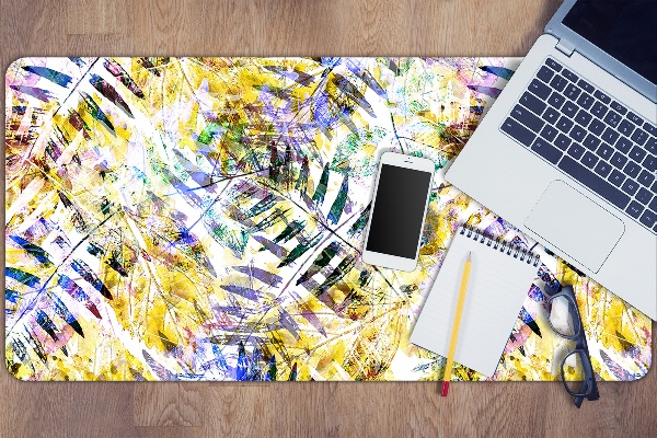 Large desk pad PVC protector golden leaves