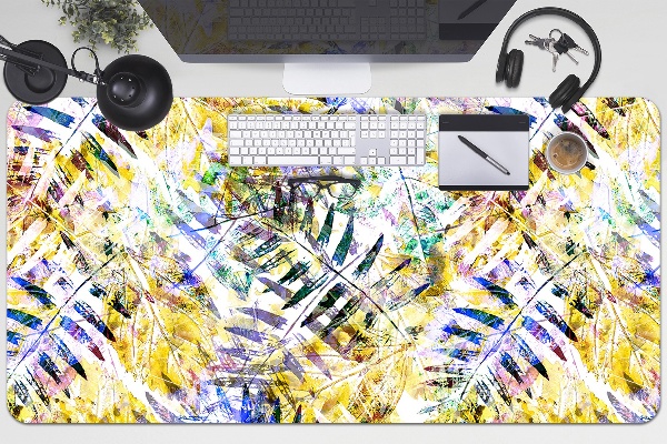 Large desk pad PVC protector golden leaves