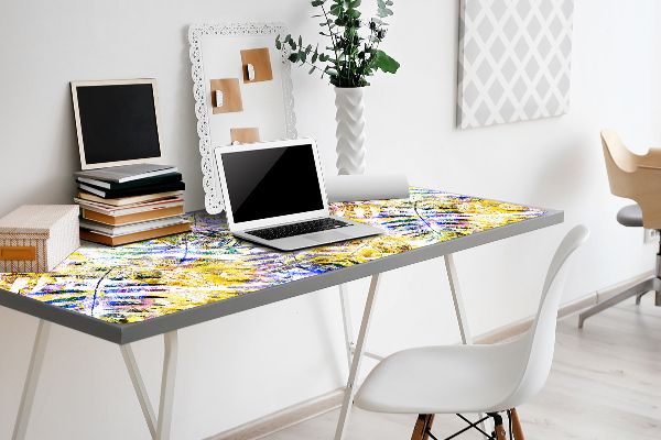 Large desk pad PVC protector golden leaves