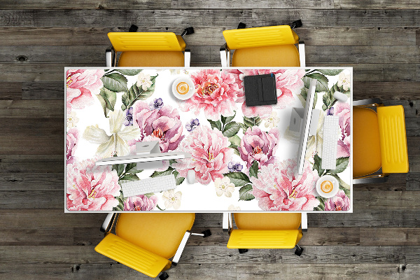 Large desk mat table protector Art flowers