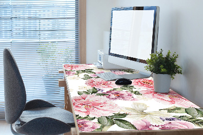 Large desk mat table protector Art flowers
