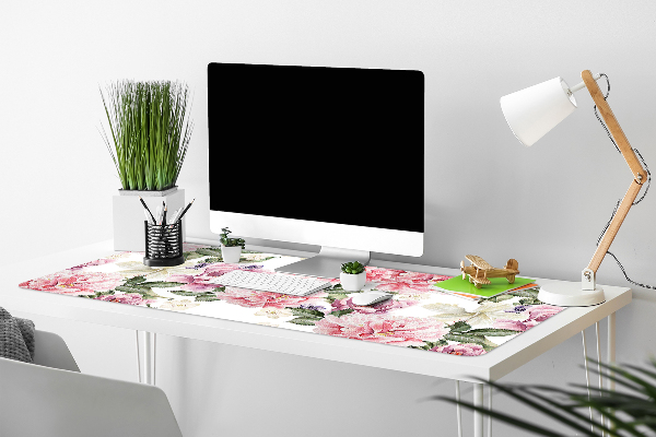 Large desk mat table protector Art flowers