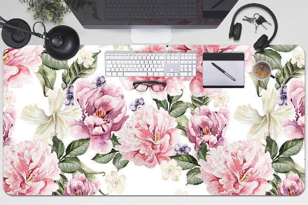 Large desk mat table protector Art flowers