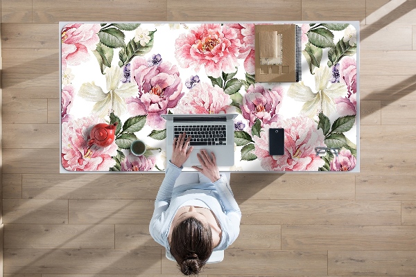 Large desk mat table protector Art flowers