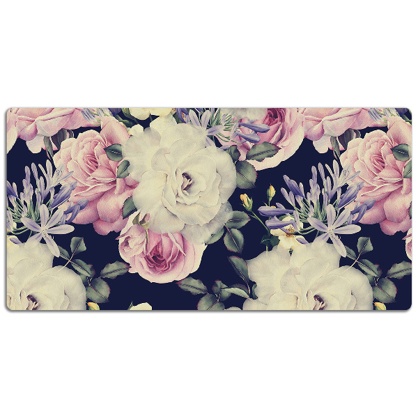 Desk mat Vintage white roses