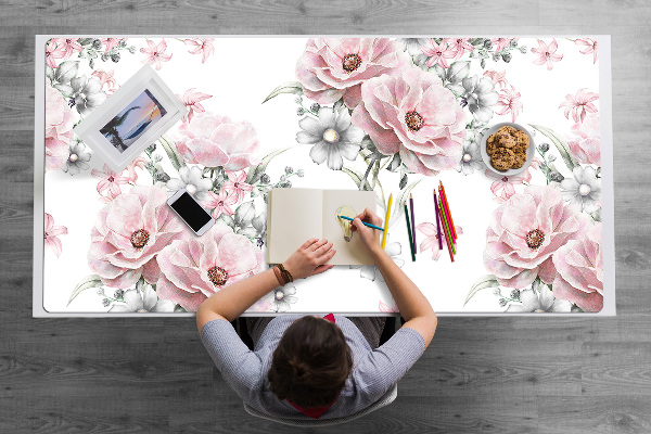 Large desk mat for children flowers