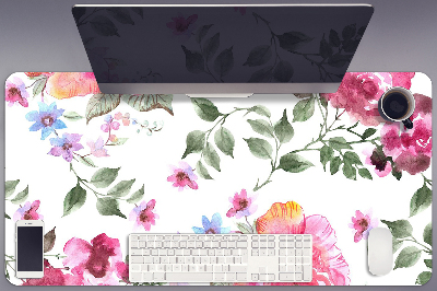 Large desk mat table protector watercolor Roses