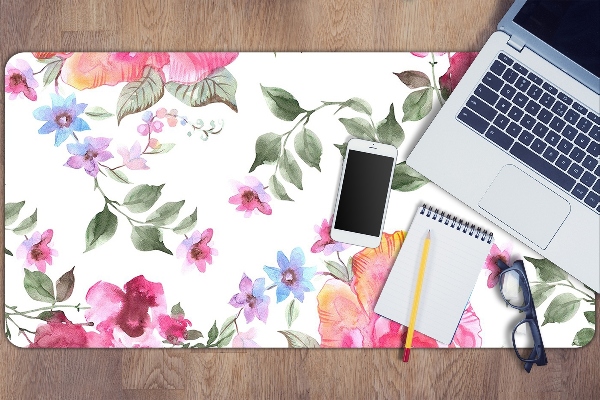 Large desk mat table protector watercolor Roses