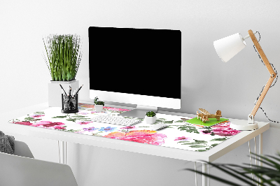 Large desk mat table protector watercolor Roses