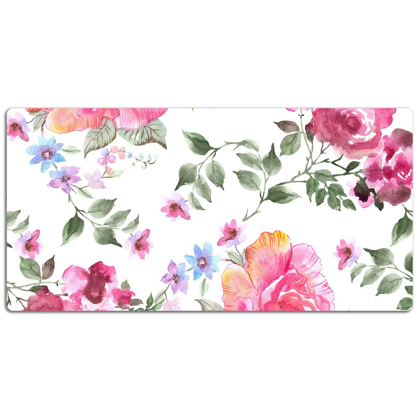 Large desk mat table protector watercolor Roses