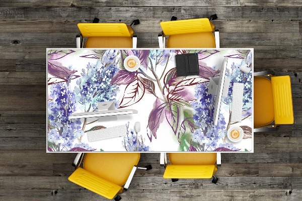 Full desk protector purple leaves