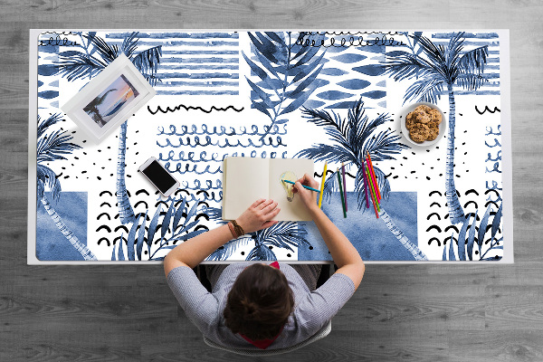 Desk pad blue palm tree