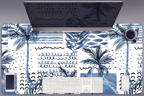 Desk pad blue palm tree