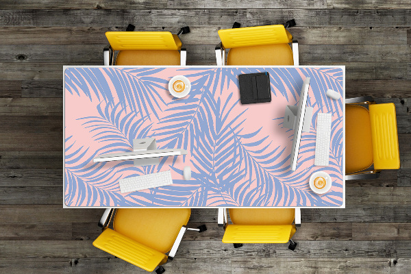 Full desk pad blue leaves