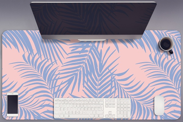 Full desk pad blue leaves