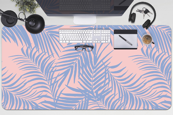 Full desk pad blue leaves