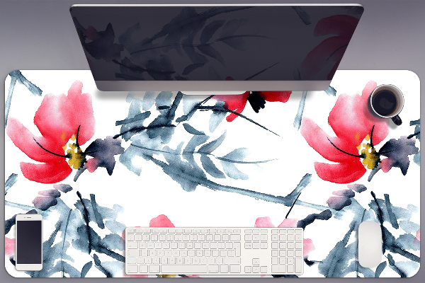 Large desk pad PVC protector floral pattern