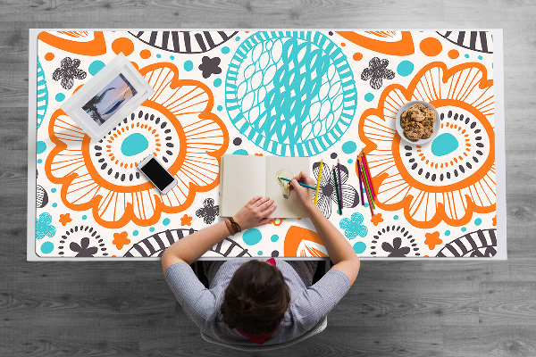 Full desk protector pastel flowers