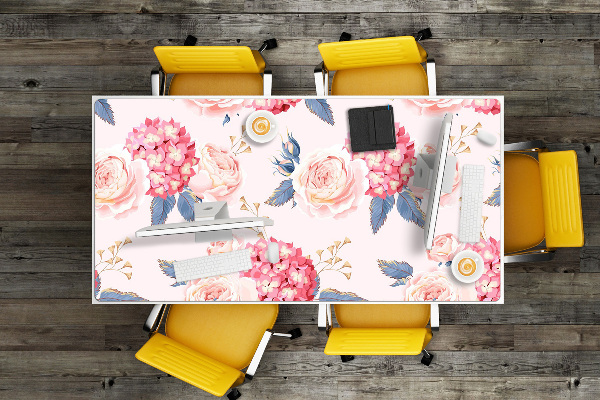 Large desk mat for children hydrangeas