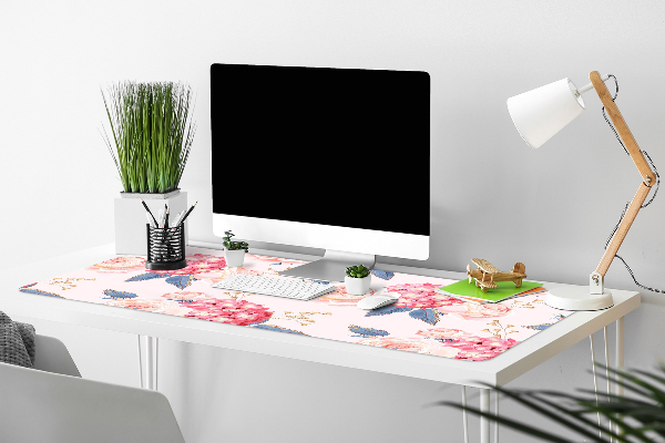 Large desk mat for children hydrangeas