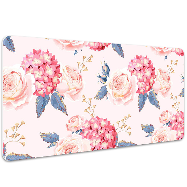 Large desk mat for children hydrangeas
