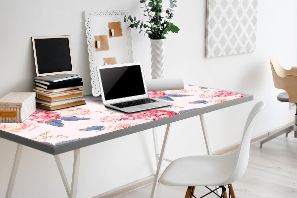 Large desk mat for children hydrangeas