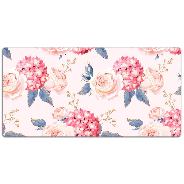 Large desk mat for children hydrangeas