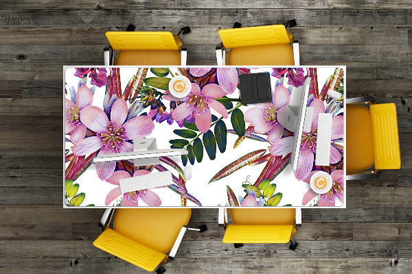 Large desk mat table protector pink flowers