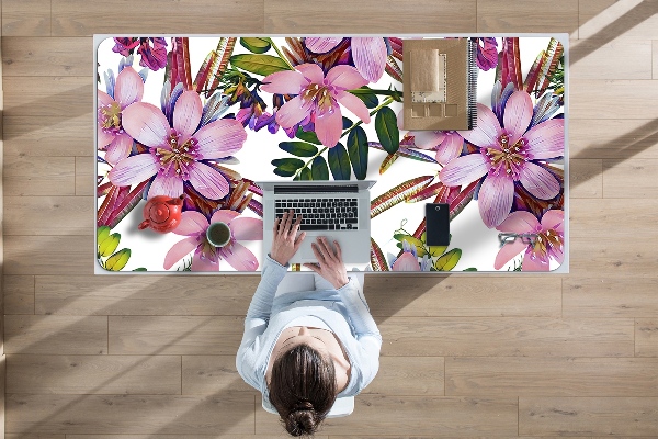 Large desk mat table protector pink flowers