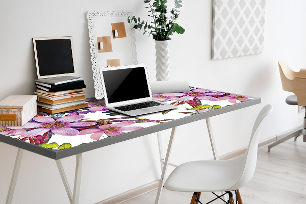 Large desk mat table protector pink flowers