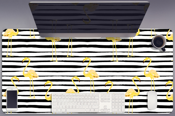 Full desk mat Gold flamingos
