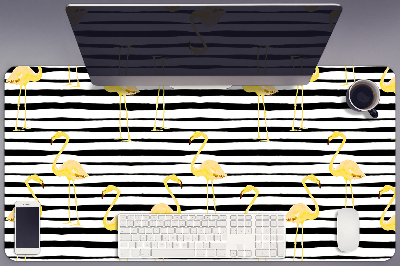 Full desk mat Gold flamingos