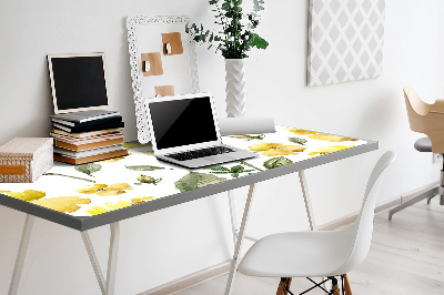 Large desk pad PVC protector yellow flowers