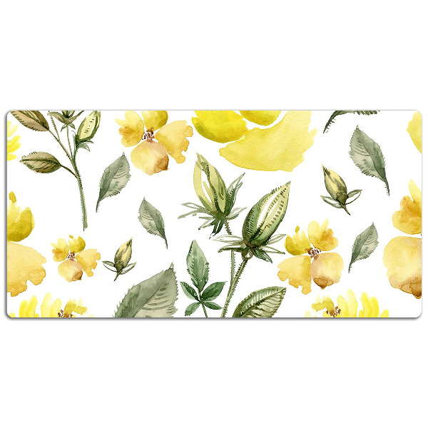 Large desk pad PVC protector yellow flowers