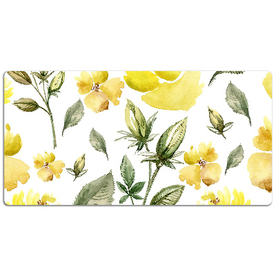 Large desk pad PVC protector yellow flowers