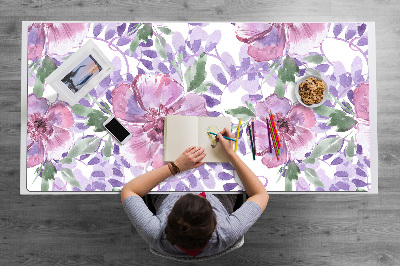 Full desk protector purple flowers