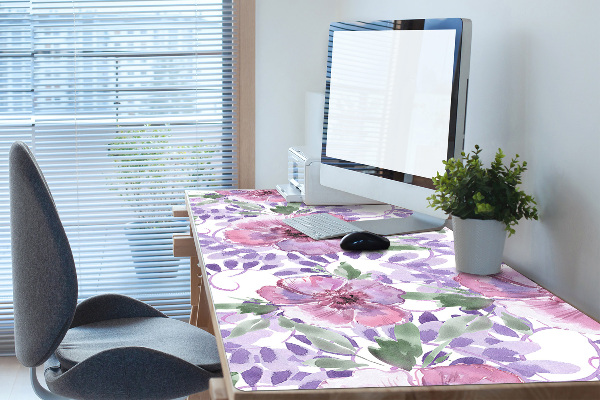 Full desk protector purple flowers