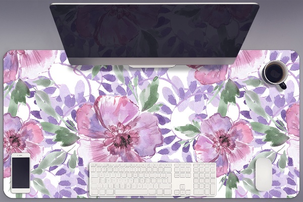 Full desk protector purple flowers