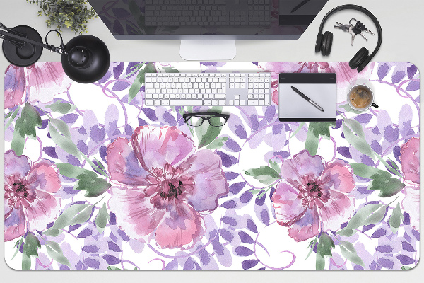 Full desk protector purple flowers