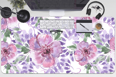Full desk protector purple flowers