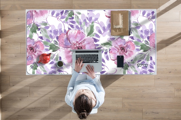 Full desk protector purple flowers