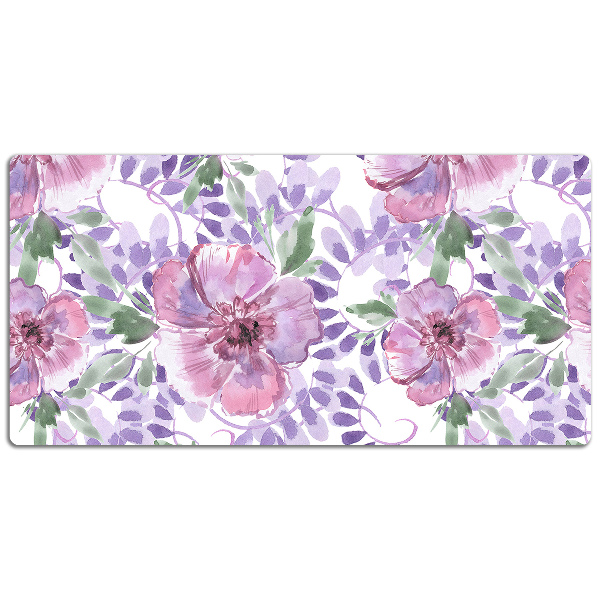 Full desk protector purple flowers