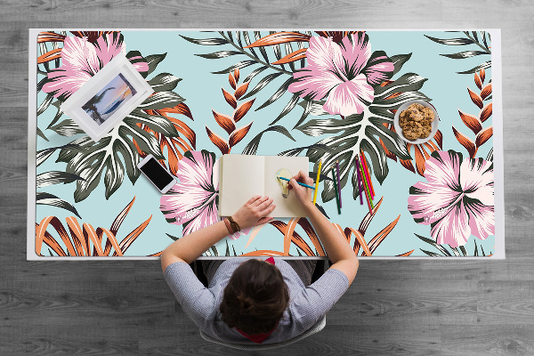 Full desk protector hibiscus flowers