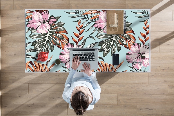 Full desk protector hibiscus flowers