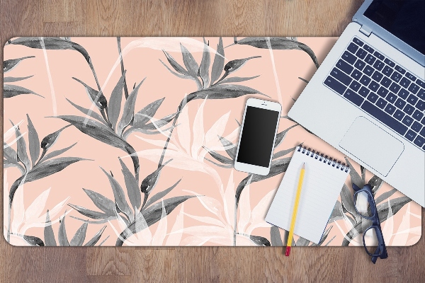 Desk mat Black and white flowers